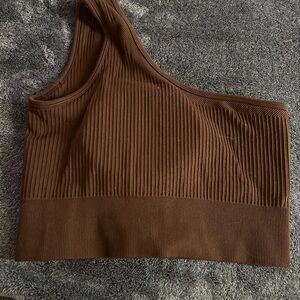 Buffbunny Seamless Ribbed One-Shoulder Bra Size XL Brown